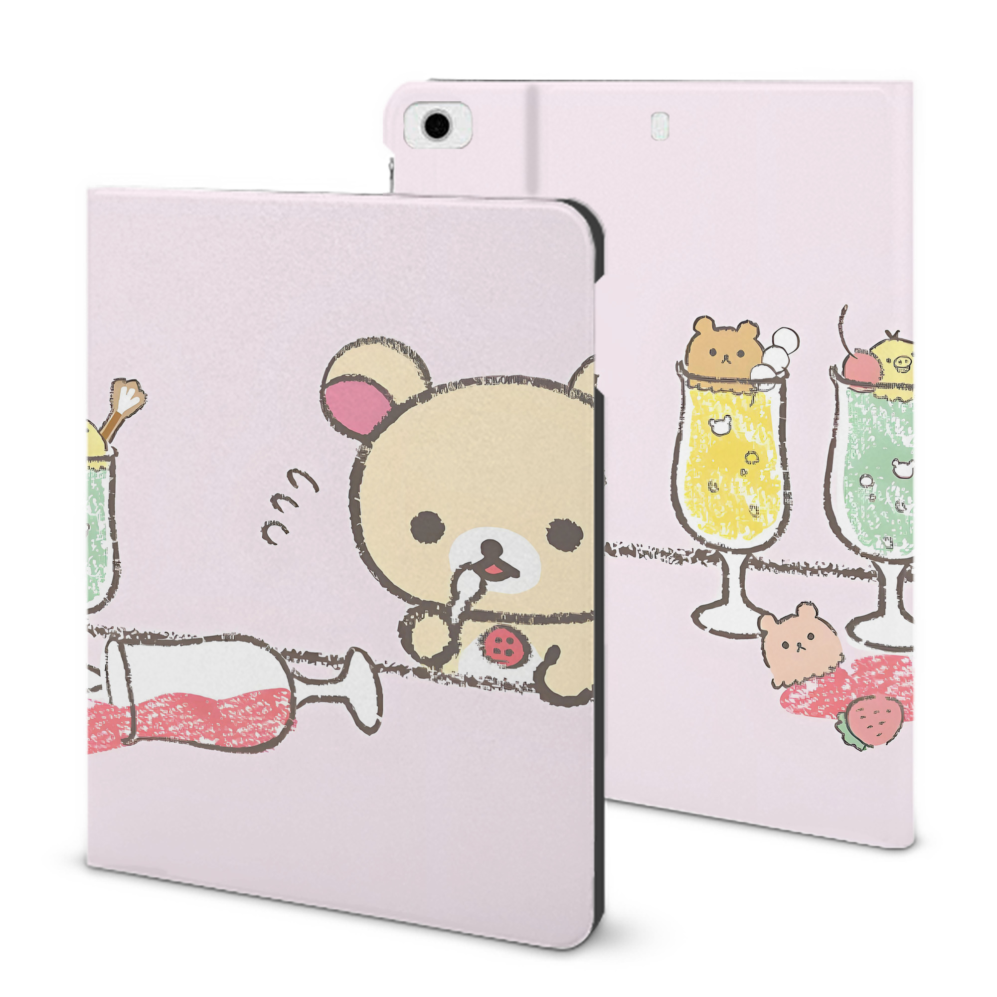 （画像用） リラックマ リラックマ キイロイトリ Rilakkuma Korilakkuma Kiiroitori IPad ケース ブック型 PUレザー TPU 耐衝撃 軽量 薄型 ペン収納なし 全面保護 IPad 各モデル対応